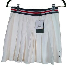 NWT  The Upside Pleated Tennis Skirt White Striped Waist Active Athleticwear